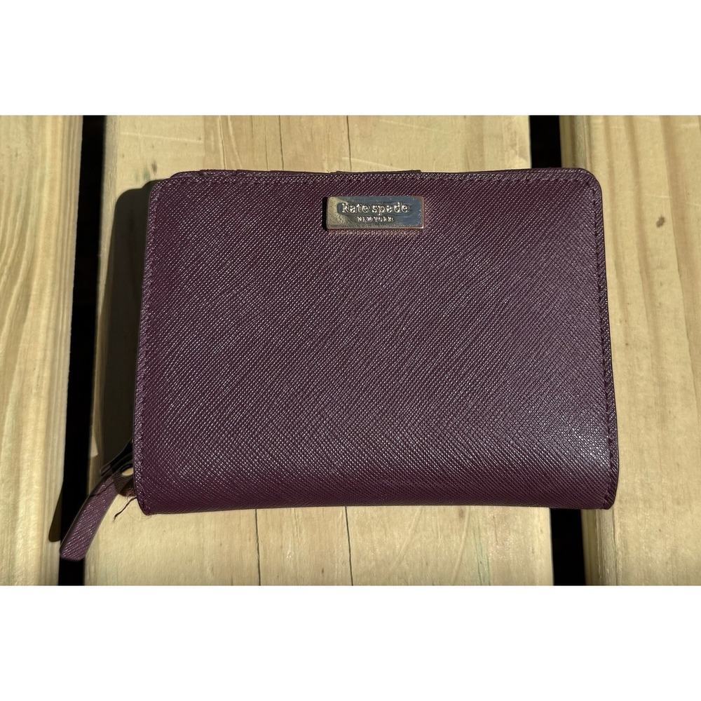Rare Kate Spade New York Cara Newberry Lane Mulledwine Small Leather Fold Wallet